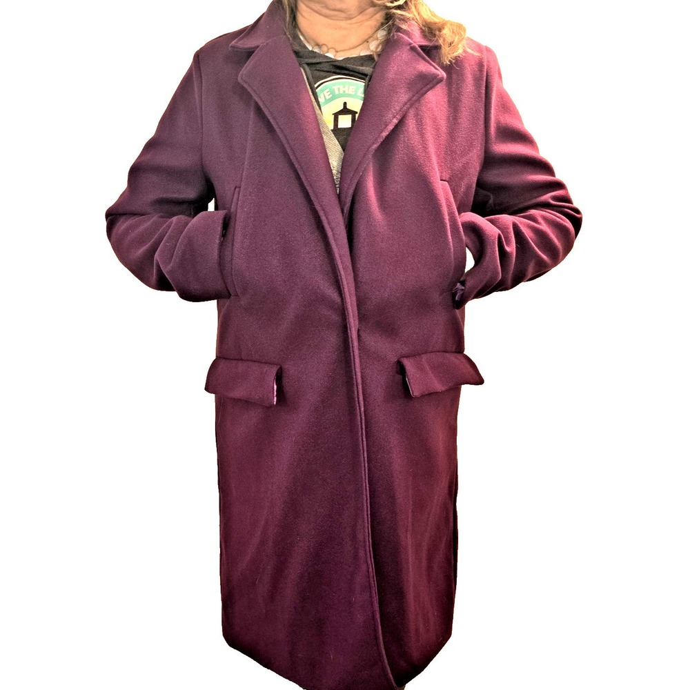 Womens Lightweight 2X Purple Long Trench Coat Preppy Office Business Maxi Spring